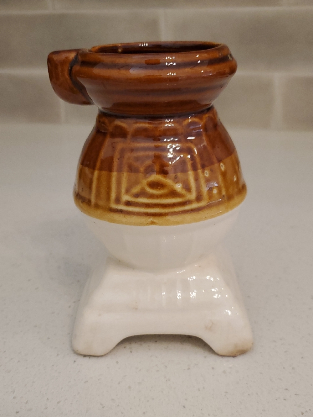 Vintage Pot Belly Stove Mid Century Ceramic Planter